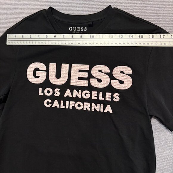 GUESS LOS ANGELES Men’s Short Sleeve T-Shirt Sz: S Black w/Raised Logo Sz S - Picture 4 of 10